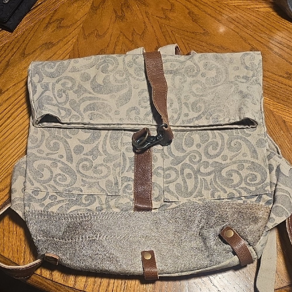 Myra Bag Stylish Gray Patterned Backpack Bag - image 1